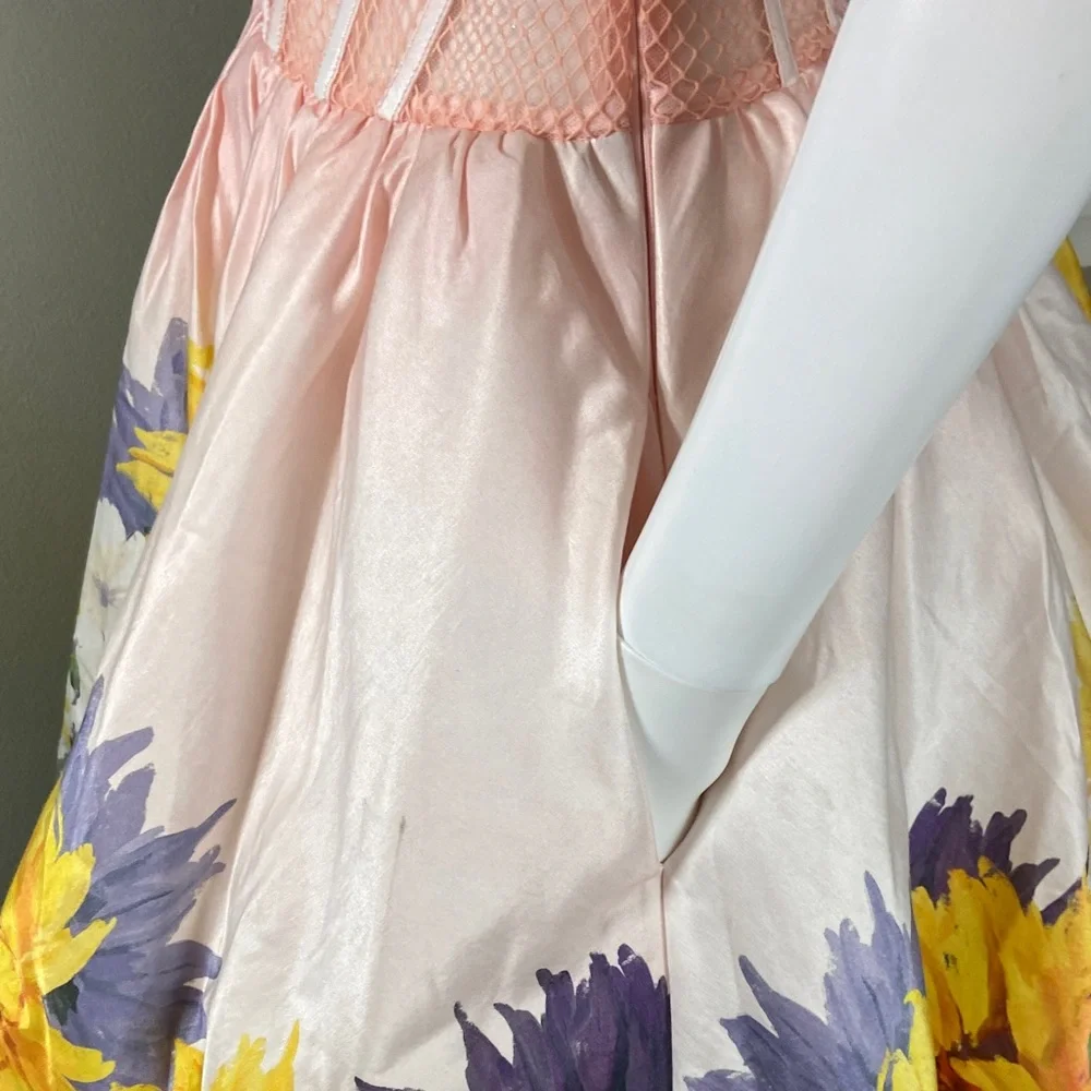 Floral Strapless Dress in Pink - Picture 9 of 16